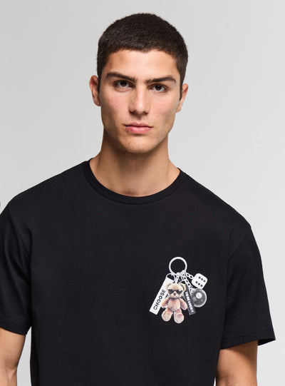 T-shirt con stampa orsetto e scritta