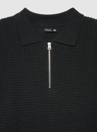 Maglia polo con zip e punto mosso