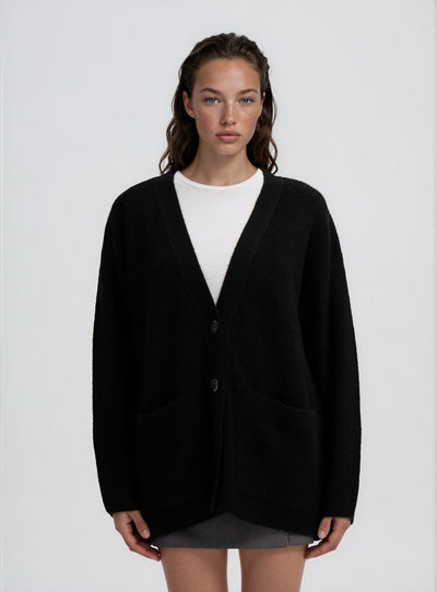 Cardigan con scollo a V e tasche applicate