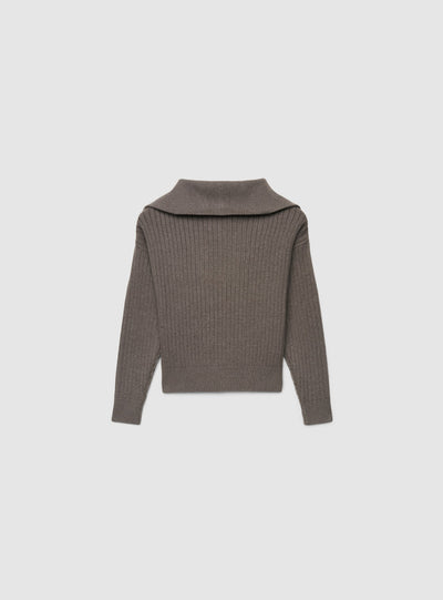 Maglia a coste con zip al collo