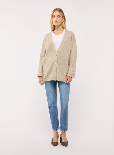 Cardigan con scollo a V e tasche applicate