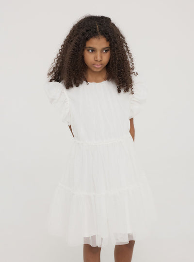 Vestito a balze in tulle glitterato