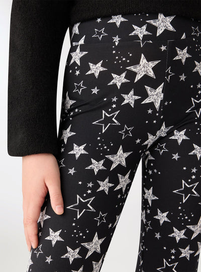 Leggings lunghi a zampa con stampa stelle
