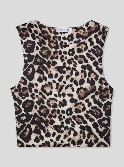 Top maculato con scollo americano