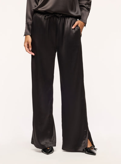 Pantaloni lunghi in satin con coulisse