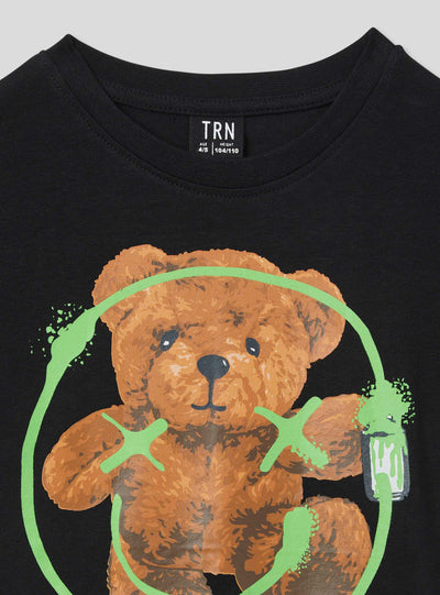 T-shirt con stampa simpatico orsetto