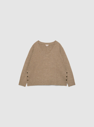 Maglia con scollo a V e bottoni laterali