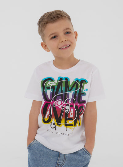 T-shirt con scritta gaming