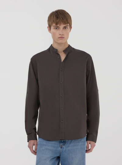 Camicia coreana in misto lino