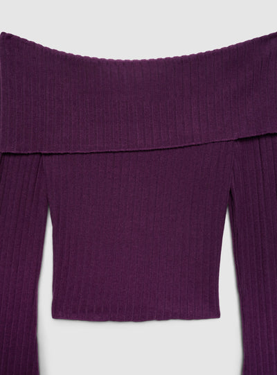 T-shirt a coste con spalle scoperte