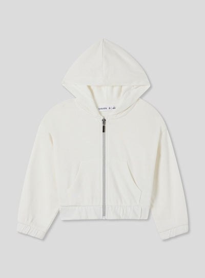 Felpa leggera crop con zip e cappuccio