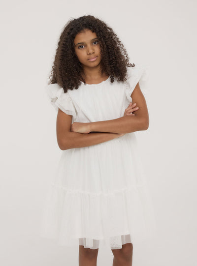 Vestito a balze in tulle glitterato