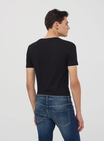 T-shirt a costina tinta unita