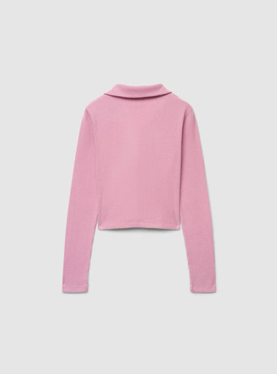 T-shirt crop a costine con zip