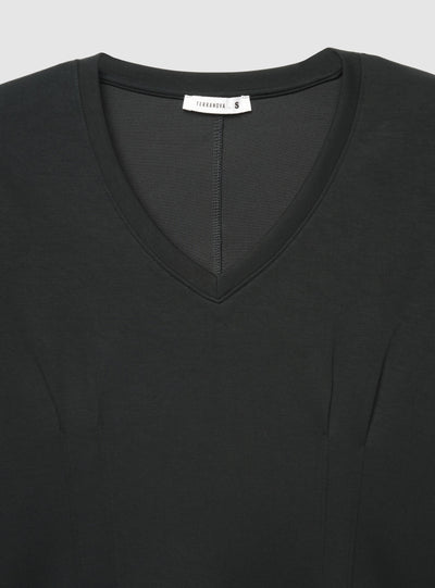 T-shirt a maniche lunghe con scollo a V