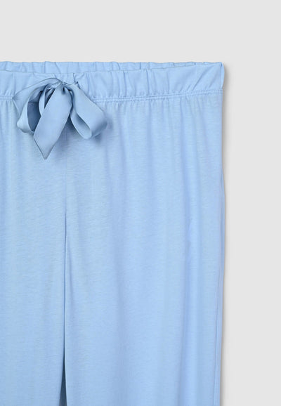 Plain long pajama trousers with drawstring