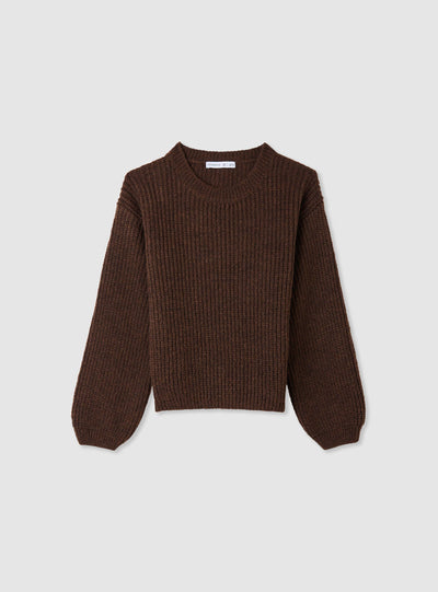 Maglia da bambina a costine girocollo