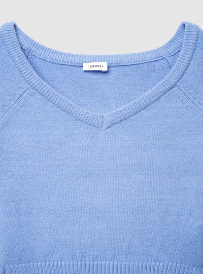 Maglia crop con scollo a V e spalle scoperte