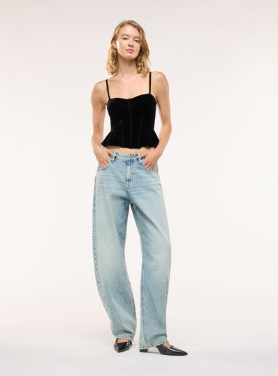Jeans balloon con applicazioni strass