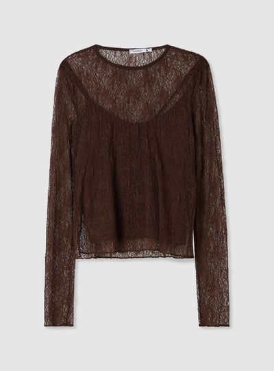 T-shirt in pizzo a maniche lunghe