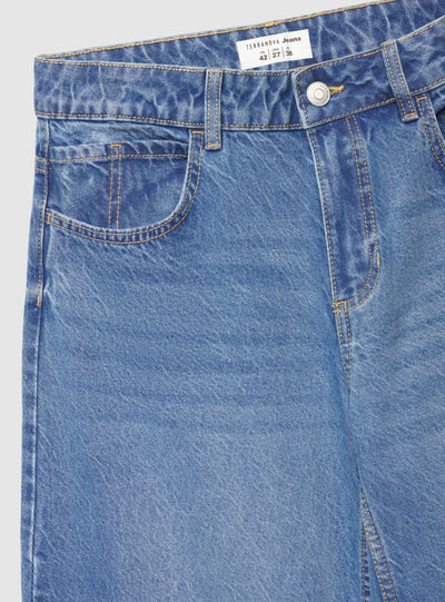 Jeans baggy a vita bassa con ricamo