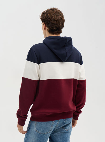 Felpa con cappuccio block color con scritta