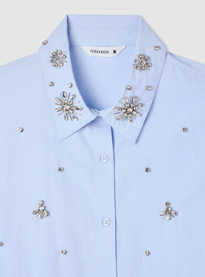 Camicia ampia con applicazioni strass