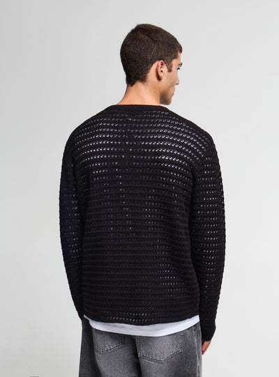 Maglia boxy traforata a tinta unita
