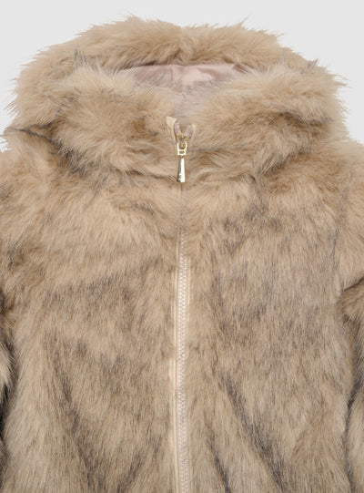 Jacke aus Kunstpelz mit Kapuze