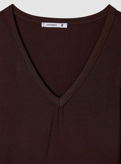 T-shirt a maniche lunghe con scollo a V