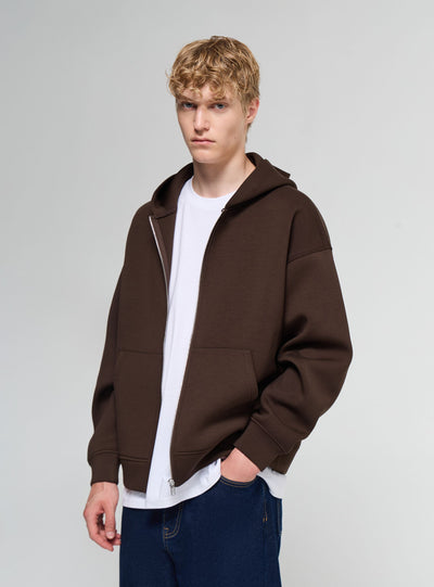 Felpa boxy con zip e cappuccio