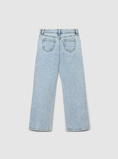 Jeans wide leg a tinta unita