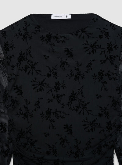 Vestito aderente con arricciature e stampa floreale