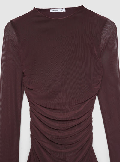 Vestito bodydress arricciato a tinta unita
