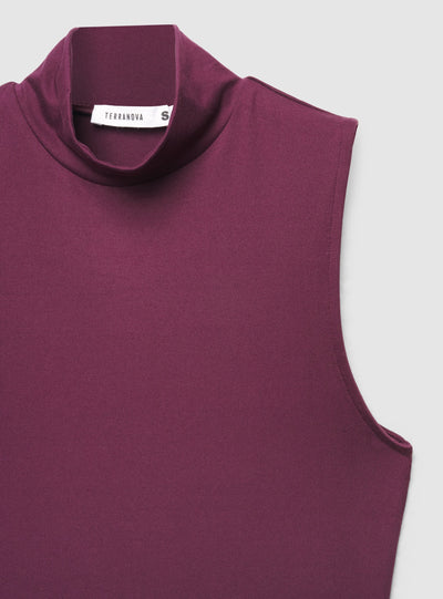 Einfarbiges Crop-Top mit Stehkragen