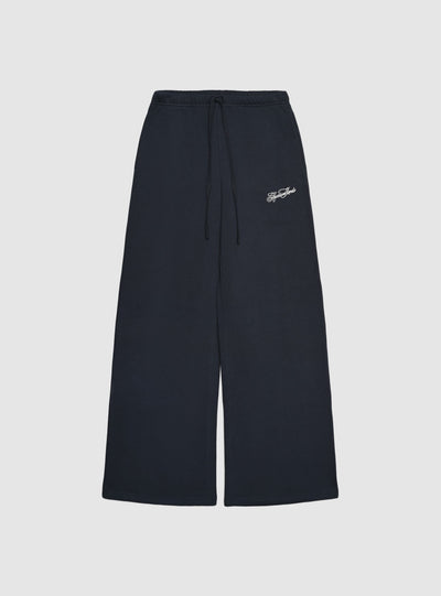 Pantaloni tuta wide leg con ricamo college