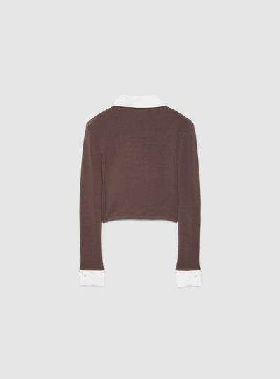 T-shirt manica lunga con inserti camicia
