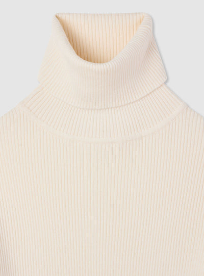 Unifarbiger, gerippter Rollkragenpullover