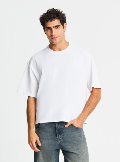 T-shirt crop a tinta unita