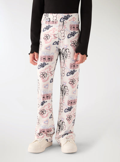 Leggings lunghi a zampa con stampa