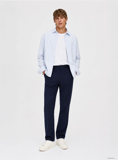 Pantaloni chino regular a tinta unita