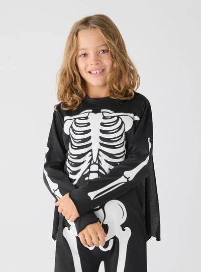 Vestito costume scheletro con maschera