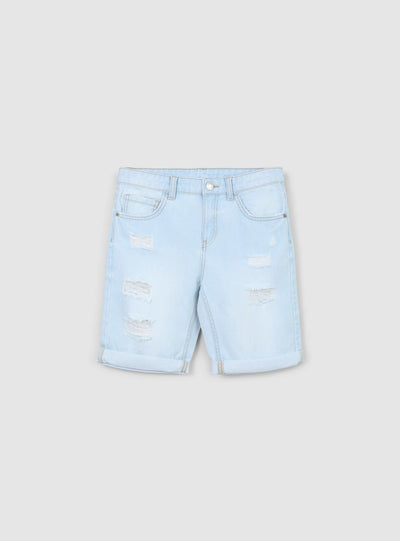 Shorts di jeans chiari con strappi