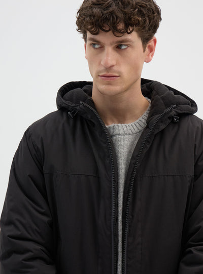 Jacke mit Kapuze und geripptem Saum
