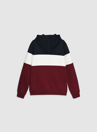 Felpa con cappuccio block color con scritta