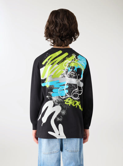 T-shirt a maniche lunghe con stampa graffiti