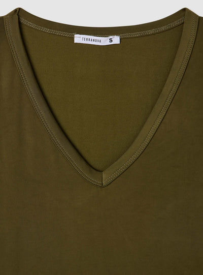 T-shirt a maniche lunghe con scollo a V