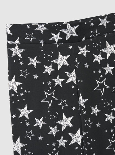 Leggings lunghi a zampa con stampa stelle