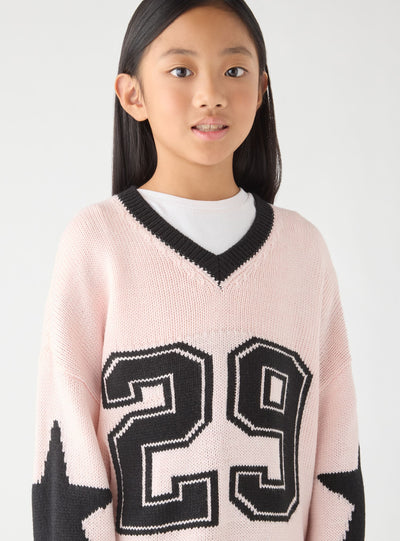 College-style jumper with V-neckline