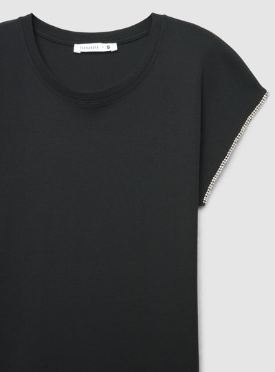 T-shirt con profili maniche strass